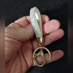 Iridescent Rhinestone Handle Keychain